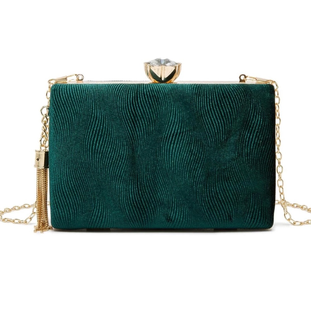 Luxe Rhinestone Kiss Lock Closure Glitter Occasion Mini Bag - Picture 2 of 8